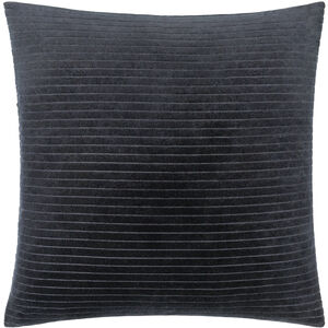 Cotton Velvet Stripes 22 X 22 inch Ink Blue Accent Pillow