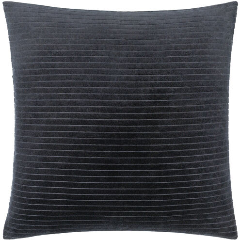 Cotton Velvet Stripes 22 X 22 inch Ink Blue Accent Pillow