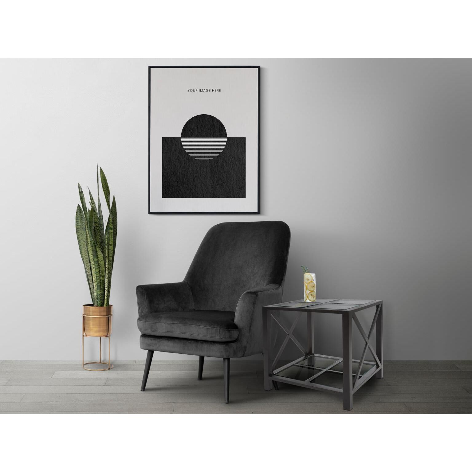 Doshi 23.5 X 21.5 inch Matte Black Side Table