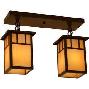 Huntington 2 Light 15 inch Raw Copper Flush Mount Ceiling Light in Almond Mica, Classic Arch Overlay