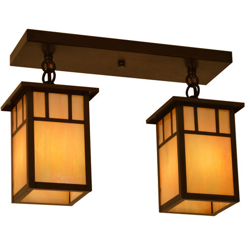 Huntington 2 Light 15 inch Antique Brass Flush Mount Ceiling Light in Frosted, Double T-Bar Overlay