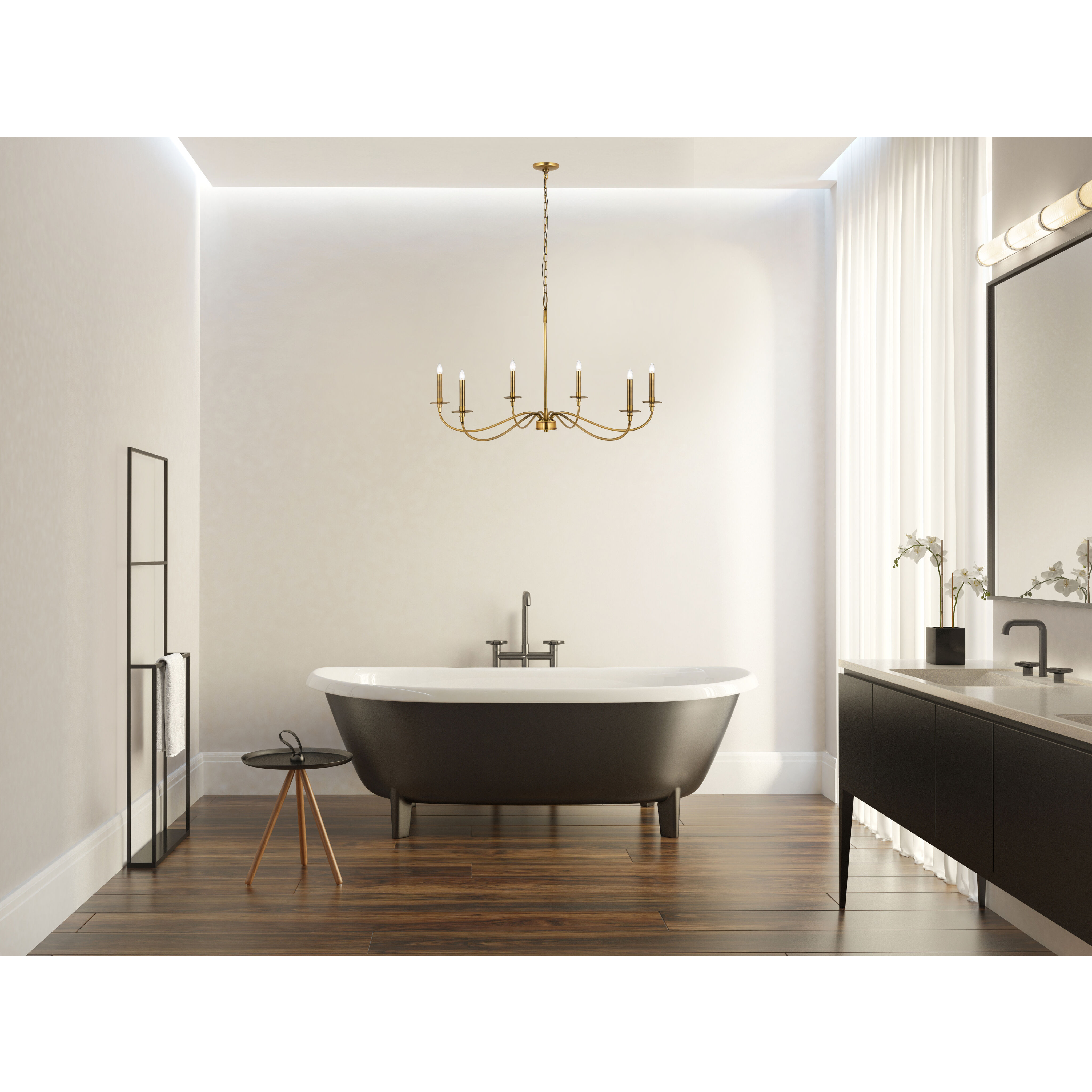 Arrington 6 Light 42 inch Rubbed Brass Chandelier Ceiling Light