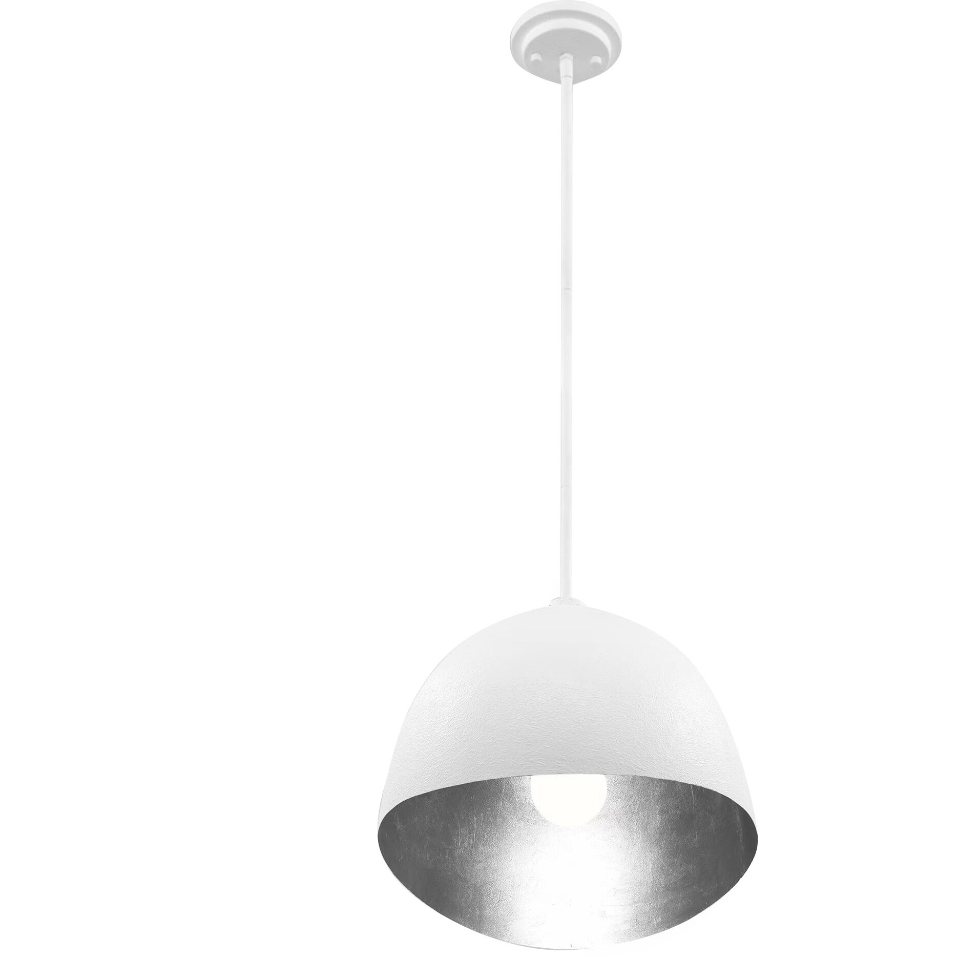 Eclos 1 Light 15.75 inch Textured White With Silver Leaf Inside Pendant Ceiling Light