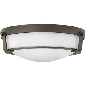 Hathaway LED 16 inch Olde Bronze Indoor Flush Mount Ceiling Light in Etched White