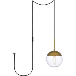 Eclipse 1 Light 8 inch Brass and Clear Pendant Ceiling Light