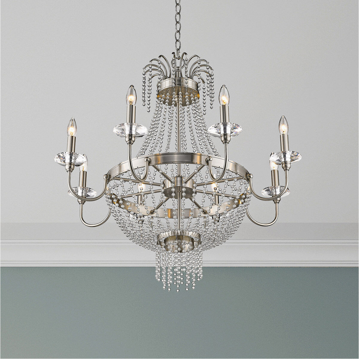 Valentina 8 Light 32 inch Brushed Nickel Chandelier Ceiling Light