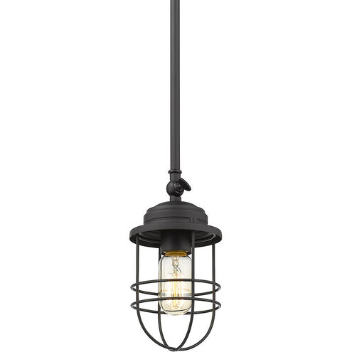 Seaport 1 Light 5 inch Matte Black Mini Pendant Ceiling Light, Damp