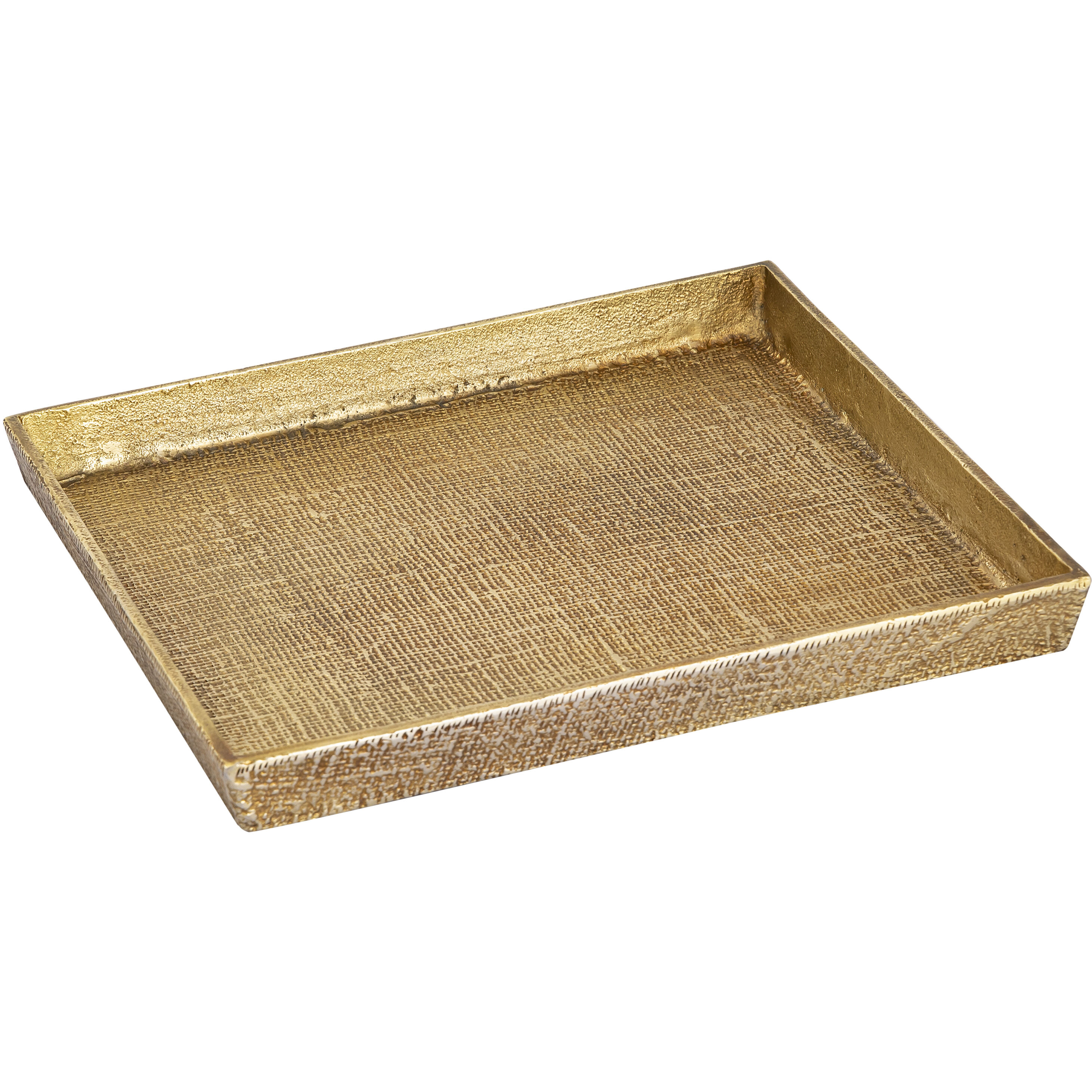 Square Linen Antique Brass Tray, Set of 2