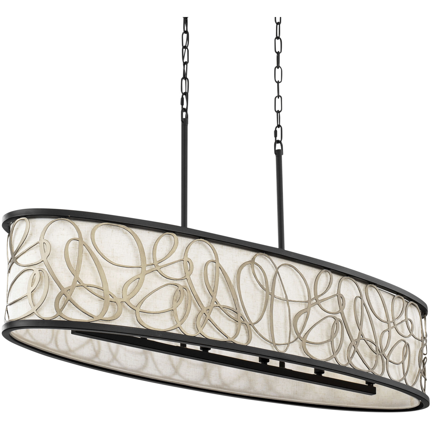 Scribble 6 Light 48 inch Matte Black with Artifact Linear Pendant Ceiling Light, Smithsonian Collaboration