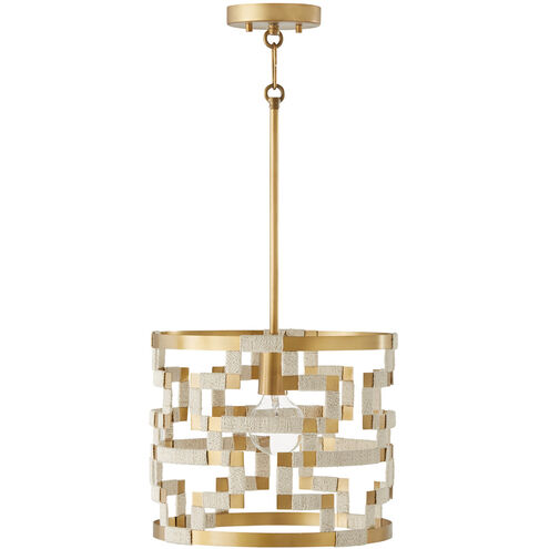 Hala 1 Light 14 inch Bleached Natural Jute and Patinaed Brass Pendant Ceiling Light