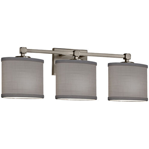 Textile 3 Light 22 inch Polished Chrome Vanity Light Wall Light in White, Cylinder with Flat Rim, Incandescent