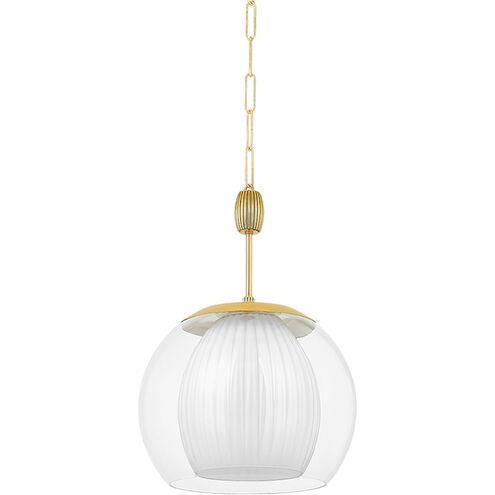 Clementon 1 Light 17 inch Aged Brass Pendant Ceiling Light