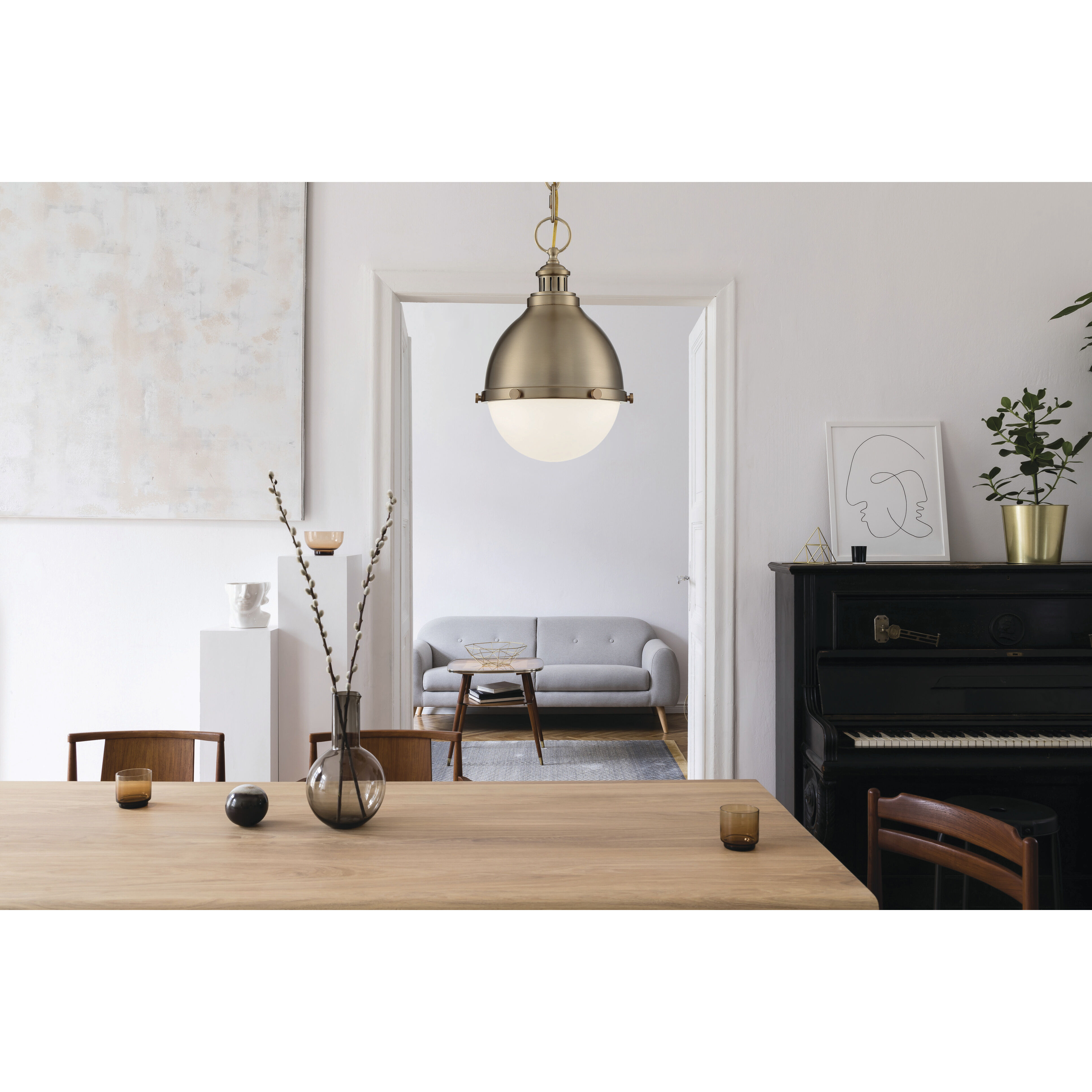 Ronan 1 Light 17.5 inch Burnished Brass Pendant Ceiling Light