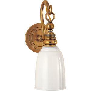 Chapman & Myers Boston 1 Light 4.75 inch Hand-Rubbed Antique Brass Loop Arm Bath Sconce Wall Light in White
