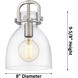 Newton Bell 1 Light 8 inch Brushed Brass Mini Pendant Ceiling Light in Mercury Glass