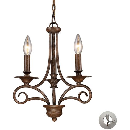 Gloucester 3 Light 12 inch Antique Bronze Chandelier Ceiling Light