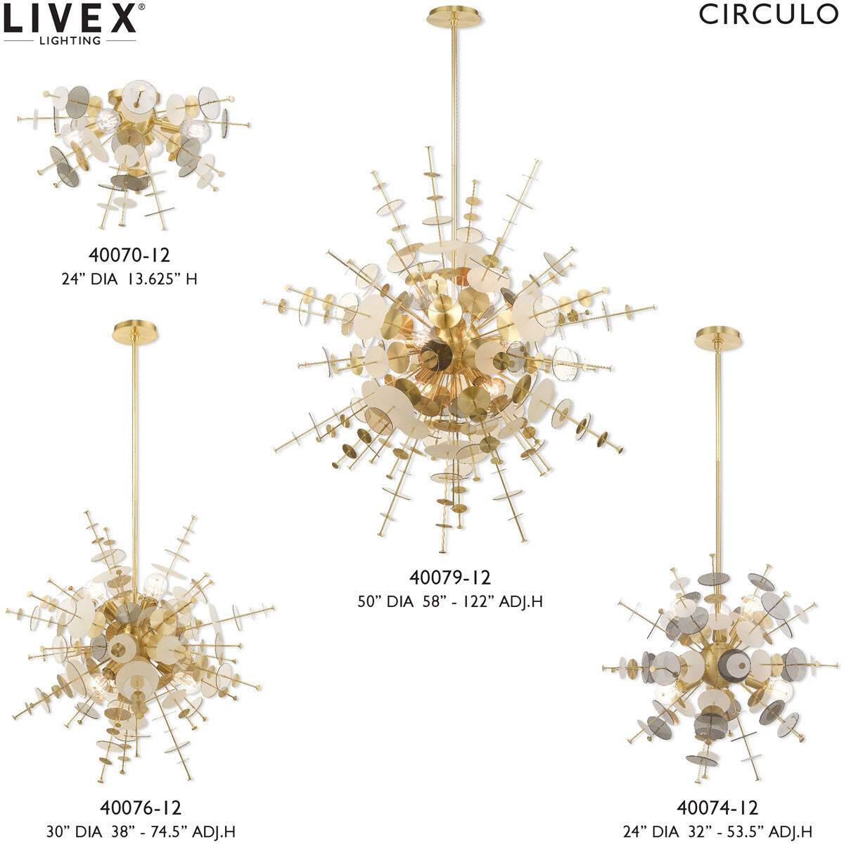 Circulo 4 Light 24 inch Satin Brass Flush Mount Ceiling Light