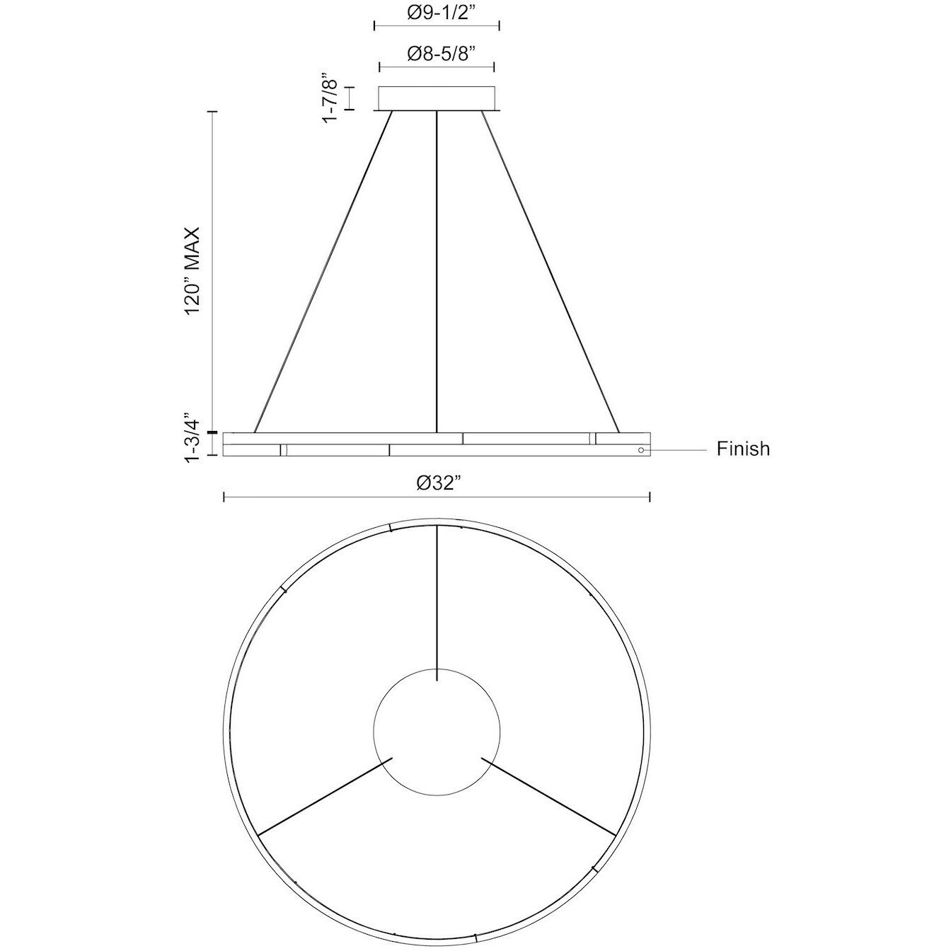 Anello Minor LED 32 inch Brushed Nickel Pendant Ceiling Light