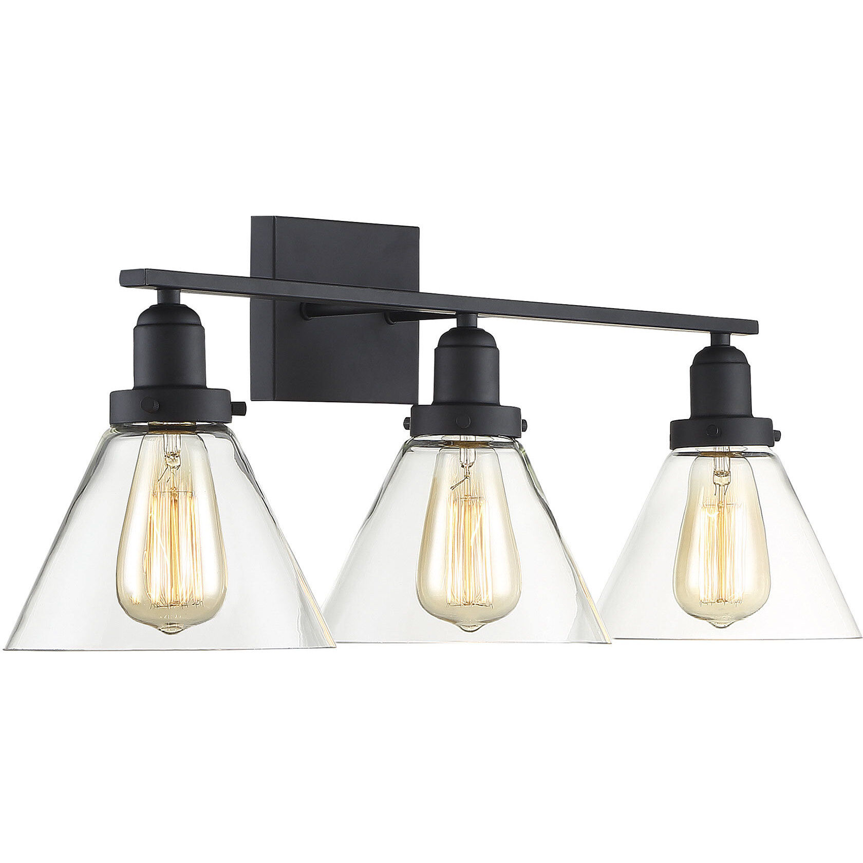 Drake 3 Light 28.5 inch Black Bathroom Vanity Light Wall Light, Essentials