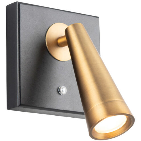 WAC Lighting Arne LED 3 inch Black/Aged Brass Wall Swing Lamp Wall Light in Black with Aged Brass, dweLED BL-48007-BK/AB - Open Box
