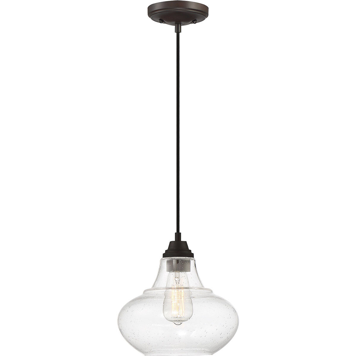 Industrial 1 Light 10 inch Oil Rubbed Bronze Mini-Pendant Ceiling Light