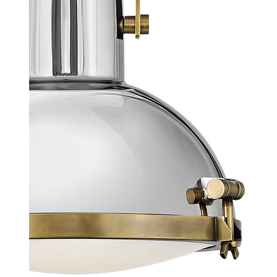 Nautique 1 Light 13 inch Heritage Brass with Polished Nickel Indoor Pendant Ceiling Light in White, Heritage Brass / Polished Nickel