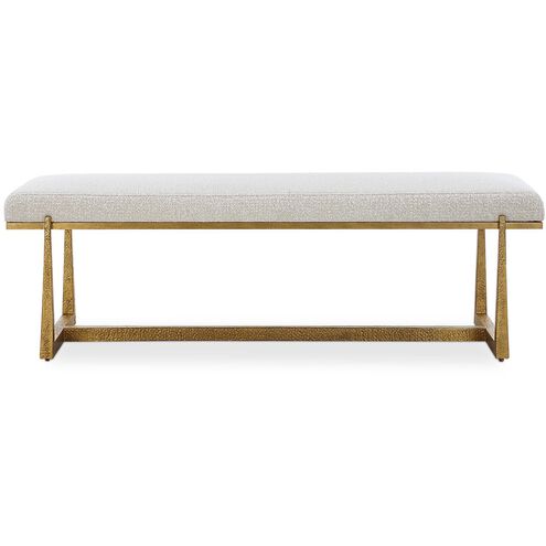 Midas Textured Antique Gold and Driftwood Toned Polyester Bench