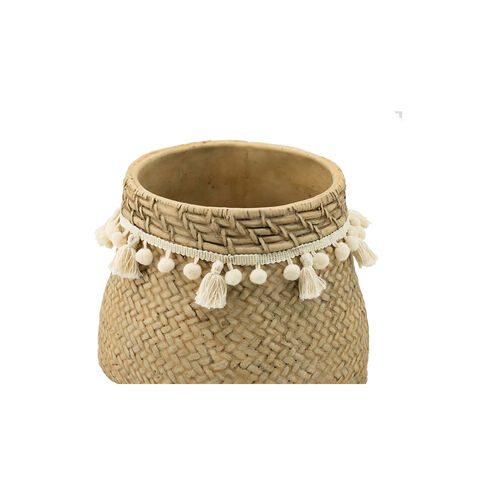 Woven Natural/Cream Outdoor Planter