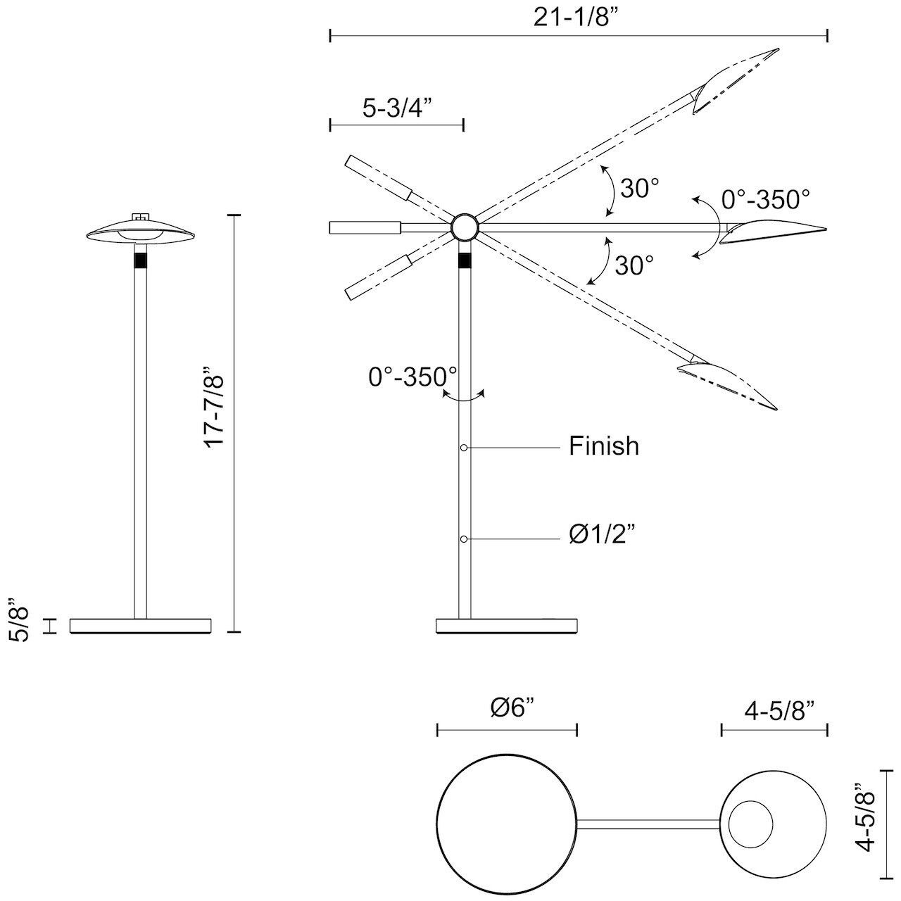 Rotaire 17.88 inch 11 watt Black Table Lamp Portable Light