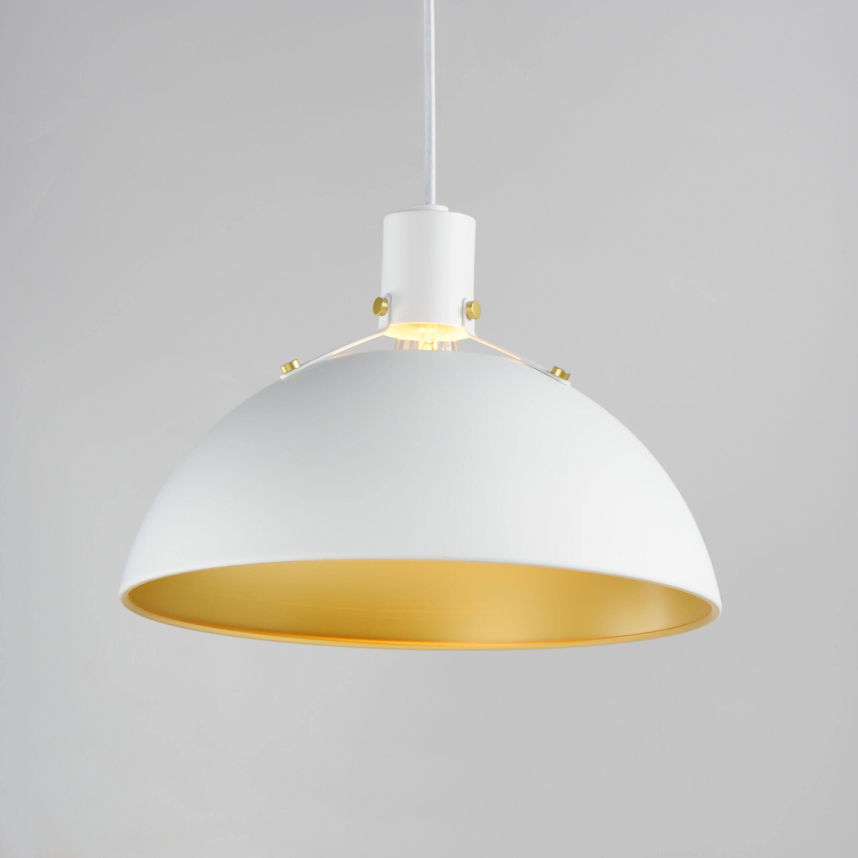 Dawn 1 Light 15.25 inch White/Satin Brass Single Pendant Ceiling Light in White and Satin Brass