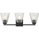 Riville 3 Light 22.75 inch Matte Black Bathroom Vanity Light Wall Light