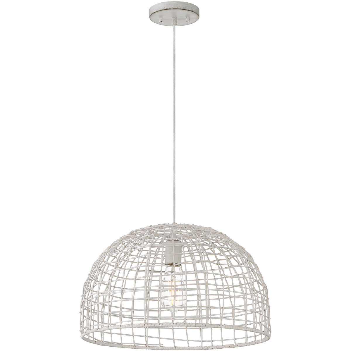 Bohemian 1 Light 18 inch White Rattan Pendant Ceiling Light