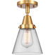 Franklin Restoration Small Cone 1 Light 6 inch Satin Gold Flush Mount Ceiling Light in Clear Glass