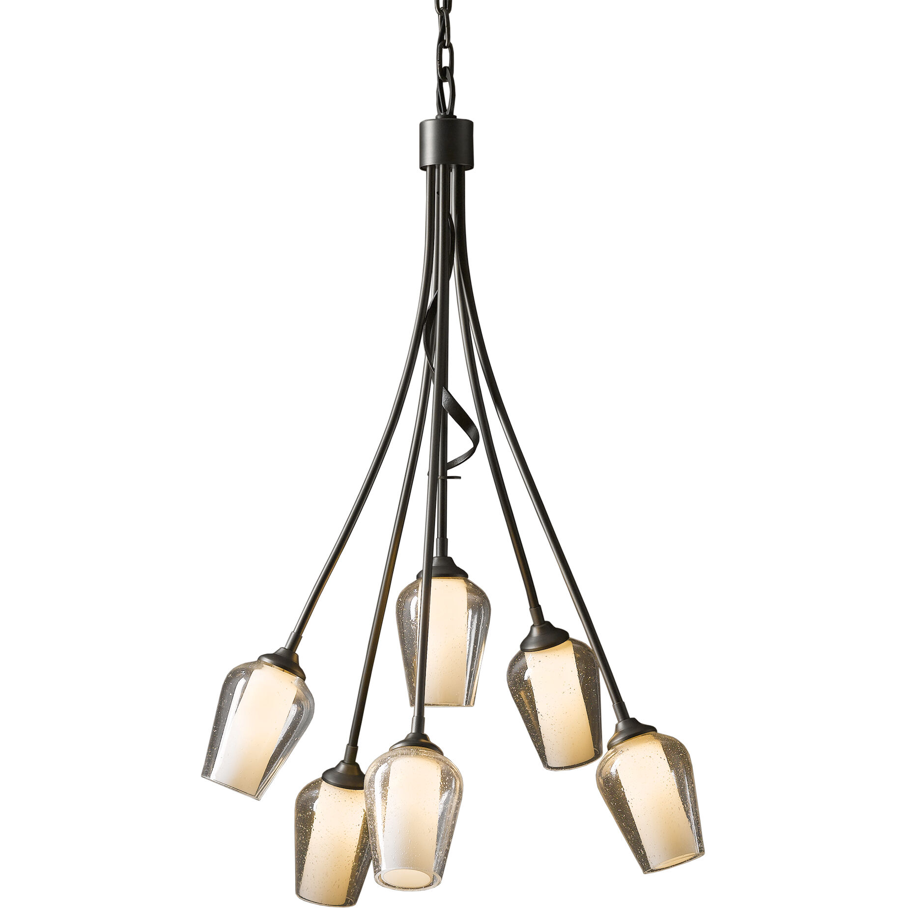 Flora 6 Light 23.1 inch Dark Smoke Chandelier Ceiling Light in Seeded with Opal