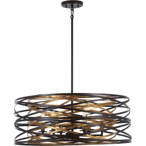 Vortic Flow 6 Light 26 inch Dark Bronze/Mosaic Gold Pendant Ceiling Light