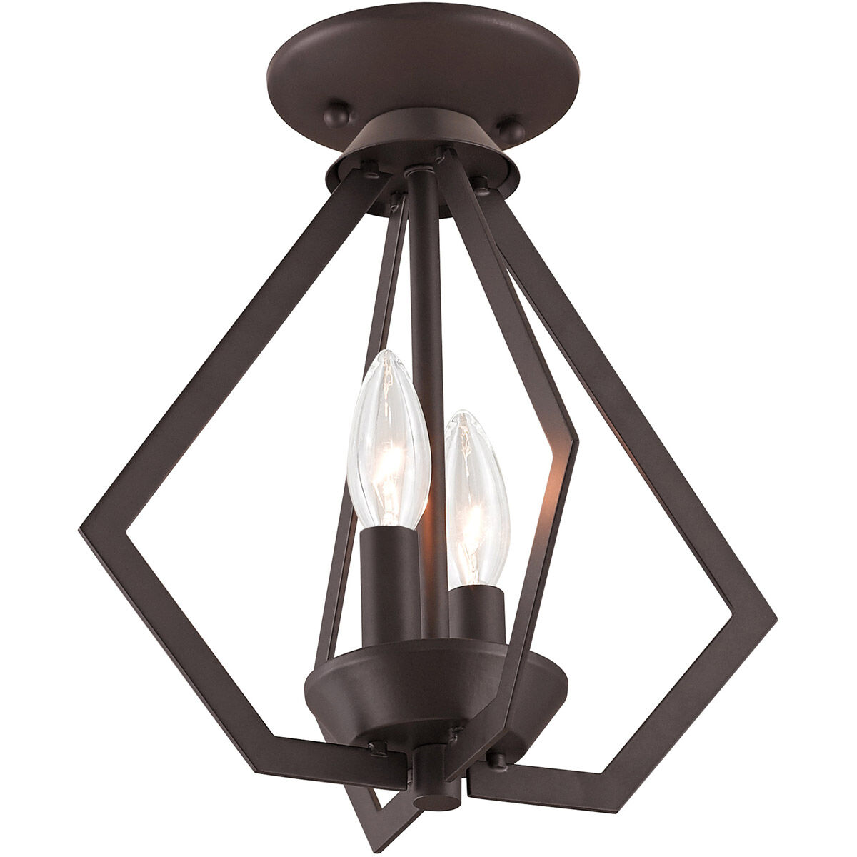 Prism 2 Light 11.25 inch Bronze Convertible Mini Chandelier/Ceiling Mount Ceiling Light