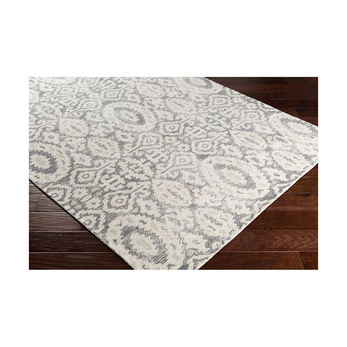 Antigua 36 X 24 inch Charcoal/Cream/Pale Blue Rugs, Rectangle