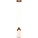 Nouveau 2 Dover LED 5 inch Antique Copper Mini Pendant Ceiling Light in Matte White Glass