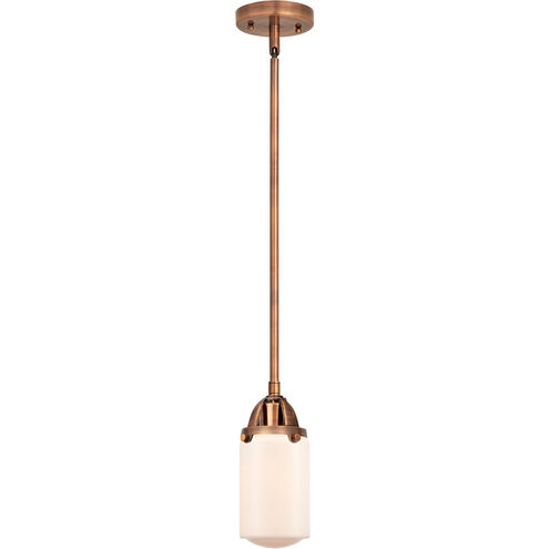 Nouveau 2 Dover LED 5 inch Antique Copper Mini Pendant Ceiling Light in Matte White Glass