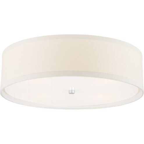 kate spade new york Walker 4 Light 24 inch Burnished Silver Leaf Flush Mount Ceiling Light in Cream Linen, Large