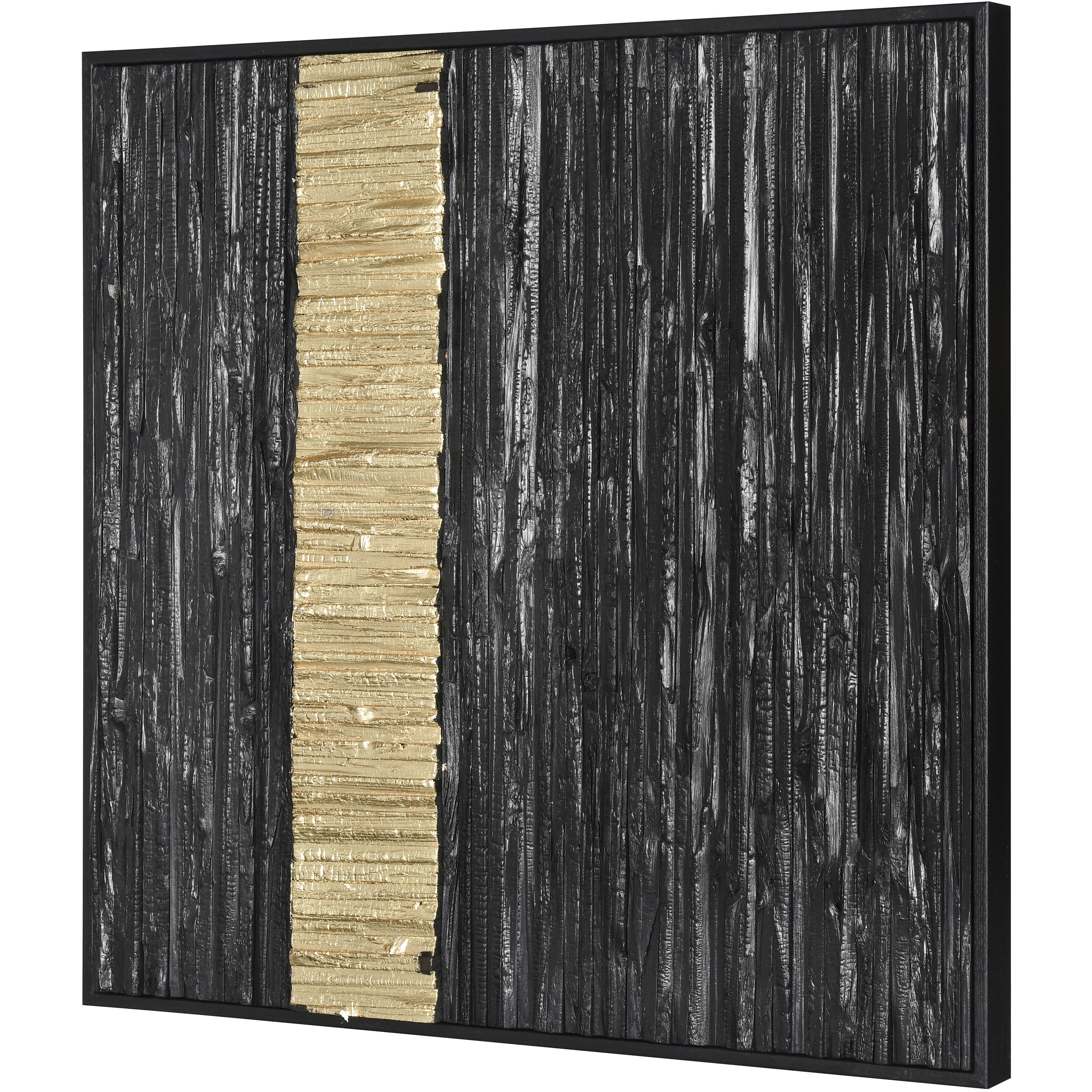 Stripe Wood Black with Gold Dimensional Wall Art