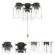 Universal LED Flat Black Fan Light Kit in Clear Glass