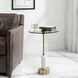 Portsmouth 24 X 16 inch Brushed Brass and White Marble Accent Table