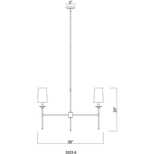 Emily 6 Light 38 inch Rubbed Brass Chandelier Ceiling Light