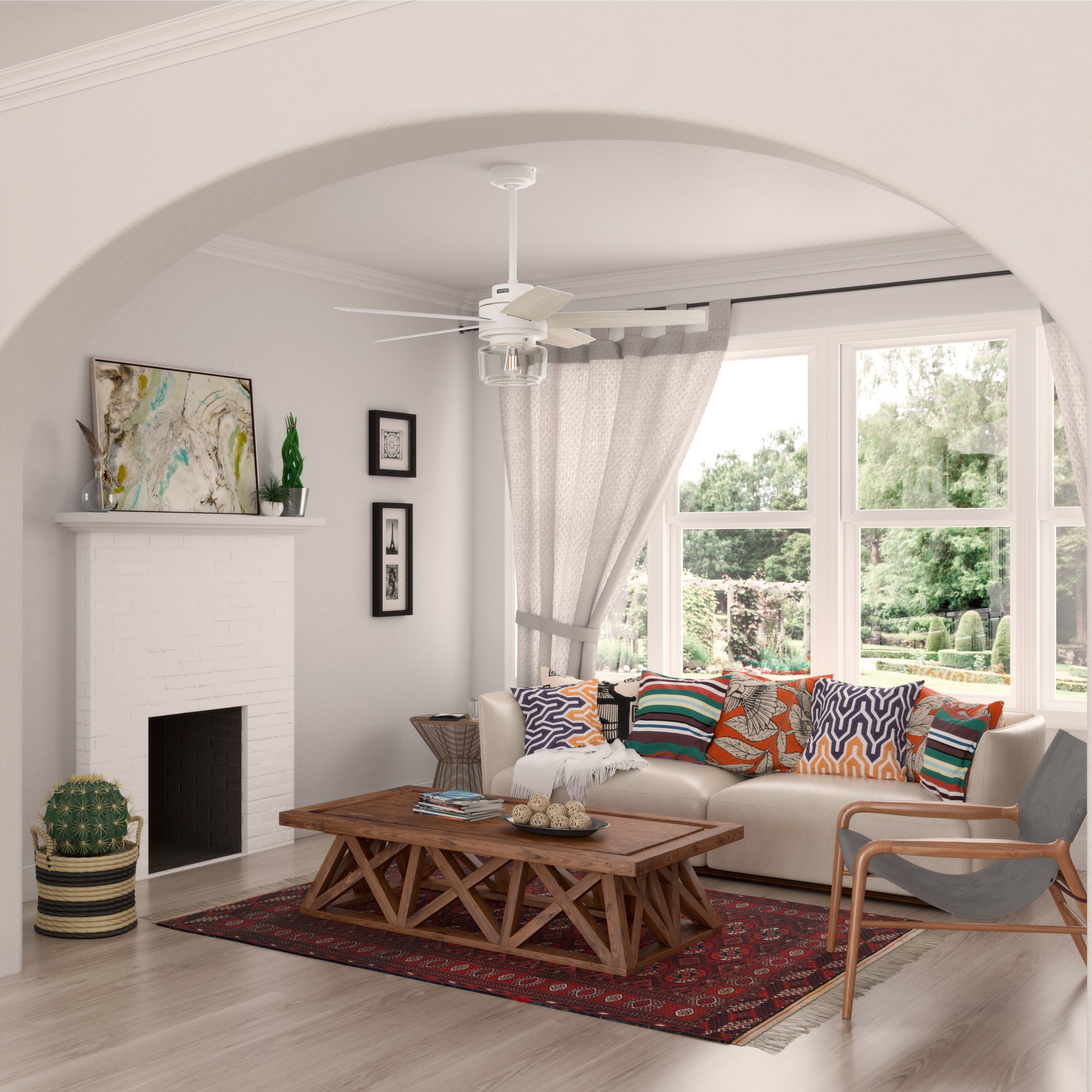 Margo 52 inch Textured White with Light Oak/Fresh White Blades Ceiling Fan