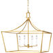 C&M by Chapman & Myers Southold 4 Light 28 inch Burnished Brass Hanging Wide Lantern Ceiling Light