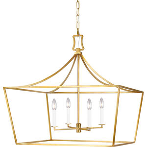 C&M by Chapman & Myers Southold 4 Light 28 inch Burnished Brass Hanging Wide Lantern Ceiling Light