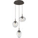 Cosmos Incandescent 3 Light 22.3 inch Flat Bronze Chandelier Ceiling Light in Clear Cosmos, Round Multi-Port