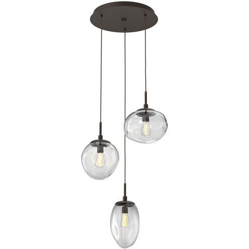 Cosmos Incandescent 3 Light 22.3 inch Flat Bronze Chandelier Ceiling Light in Clear Cosmos, Round Multi-Port