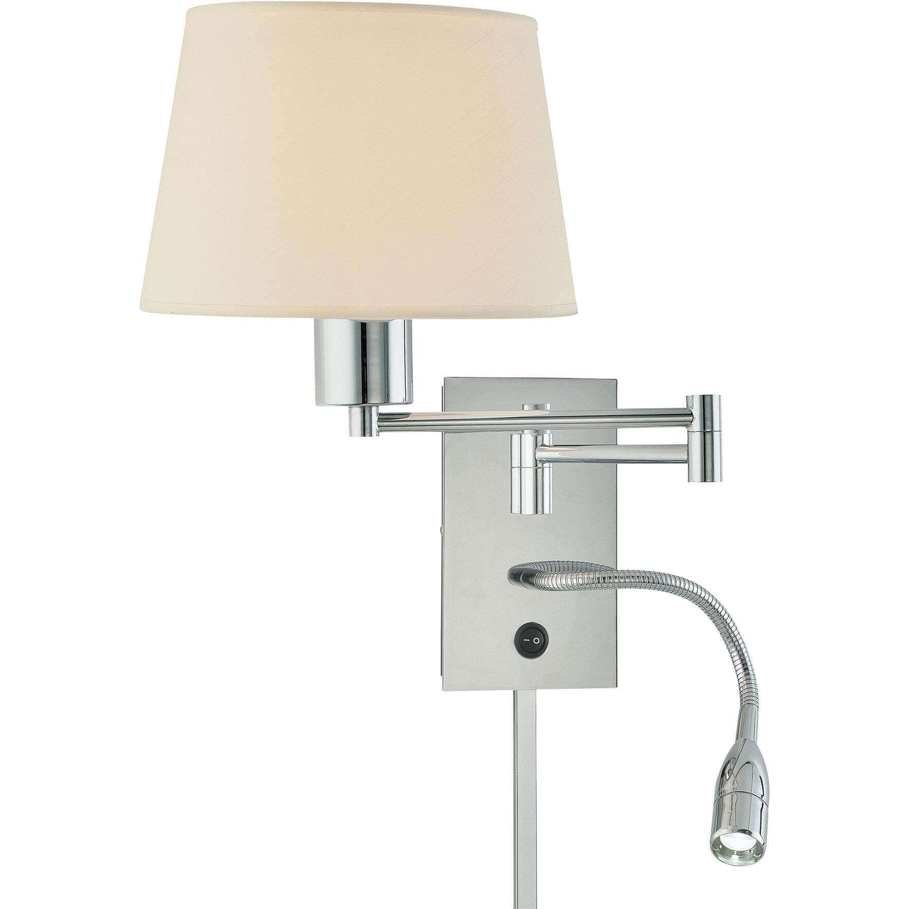 George's Reading Room 10 inch 9.00 watt Chrome Swing Arm Wall Lamp Wall Light, with Reading Lamp